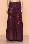 Shop_Sayisha_Maroon Net, Crepe Sequins, Embroidery, Beads V-neck Work Palazzo And Top Set _Online_at_Aza_Fashions