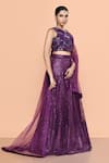 Sayisha_Purple Net Sequins Embellished Lehenga Set _Online_at_Aza_Fashions