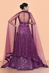 Shop_Sayisha_Purple Net Sequins Embellished Lehenga Set _at_Aza_Fashions