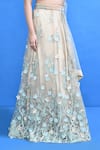 Sayisha Beige Net Applique, Embroidery, Sequins, Fabric Flowers Floral Lehenga Set at Aza Fashions Sayisha_Beige Net Applique, Embroidery, Sequins, Fabric Flowers Floral Lehenga Set _at_Aza_Fashions