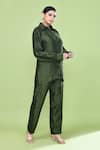 Shop_Sayisha_Green Silk Collared Solid Shirt And Pant Set _Online_at_Aza_Fashions