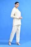 Buy_Sayisha_Cream Silk Collared Solid Shirt And Pant Set _Online_at_Aza_Fashions