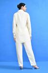 Shop_Sayisha_Cream Silk Collared Solid Shirt And Pant Set _at_Aza_Fashions