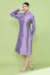 Shop_Sayisha_Lavender Silk Mandarin Collar, Square Neck Solid Jacket And Inner Dress Set _Online_at_Aza_Fashions