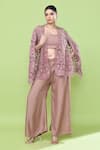 Buy_Sayisha_Pink Silk Square , Open Cutwork Cape And Pant Set _at_Aza_Fashions