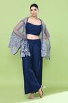 Buy_Sayisha_Navy Silk Sweetheart , Open Cutwork Cape And Pant Set _Online_at_Aza_Fashions