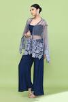 Shop_Sayisha_Navy Silk Sweetheart , Open Cutwork Cape And Pant Set _Online_at_Aza_Fashions