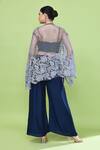 Shop_Sayisha_Navy Silk Sweetheart , Open Cutwork Cape And Pant Set _at_Aza_Fashions
