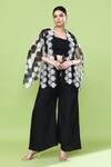 Buy_Sayisha_Black Silk Open , Square Cutwork Cape And Pant Set _at_Aza_Fashions