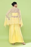 Shop_Sayisha_Yellow Silk Open , Sweetheart Sheer Cape And Pant Set _at_Aza_Fashions