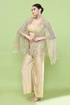 Buy_Sayisha_Beige Silk Open , Sweetheart Cutwork Cape And Pant Set _Online_at_Aza_Fashions