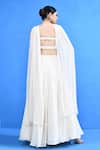 Shop_Sayisha_Off White Chinon, Chiffon Embroidery V-neck Plain Lehenga Set _at_Aza_Fashions