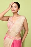 Buy_Sayisha_Pink Chinon, Chiffon, Silk Embroidery, Mirrors, Pre-draped Saree With Blouse _Online_at_Aza_Fashions