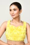 Sayisha_Yellow Chinon, Chiffon, Net Embroidery, Pre-draped Saree With Embellished Blouse _at_Aza_Fashions