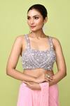 Sayisha_Pink Chinon, Chiffon, Net Sequins, Embroidery Pre-draped Saree With Blouse _Online_at_Aza_Fashions