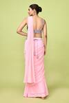 Shop_Sayisha_Pink Chinon, Chiffon, Net Sequins, Embroidery Pre-draped Saree With Blouse _at_Aza_Fashions