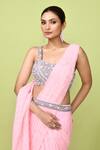 Buy_Sayisha_Pink Chinon, Chiffon, Net Sequins, Embroidery Pre-draped Saree With Blouse _Online_at_Aza_Fashions