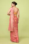 Shop_Sayisha_Peach Net Zari, Embroidery Square Neck Pre-draped Saree With Blouse _at_Aza_Fashions