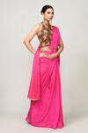 Buy_Sayisha_Pink Chinon, Net Halter Neck Draped Saree With Blouse _Online_at_Aza_Fashions