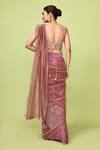 Shop_Sayisha_Pink Chinon, Tissue, Net Zari, Draped Saree With Floral Pattern Blouse _at_Aza_Fashions