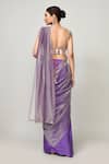 Shop_Sayisha_Purple Chinon, Tissue, Net Square Neck Draped Saree With Multicolor Blouse _at_Aza_Fashions