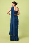 Shop_Sayisha_Blue Chinon, Net Zari, Embroidery Sweetheart Neck Draped Saree With Blouse _at_Aza_Fashions
