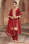 Buy_Sheetal Batra_Red Chanderi , Chanderi, , Anila Banarasi Tilla And Kurta Set _at_Aza_Fashions