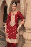 Buy_Sheetal Batra_Red Chanderi , Chanderi, , Anila Banarasi Tilla And Kurta Set _Online_at_Aza_Fashions