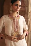 Buy_Sheetal Batra_Off White Chanderi Silk Embroidery, Pearls, Anila Banarasi Tilla And Kurta Set _Online_at_Aza_Fashions