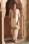 Shop_Sheetal Batra_Off White Chanderi Silk Embroidery, Pearls, Anila Banarasi Tilla And Kurta Set _Online_at_Aza_Fashions
