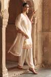 Sheetal Batra_Off White Chanderi Silk Embroidery, Pearls, Anila Banarasi Tilla And Kurta Set _at_Aza_Fashions