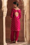 Shop_Sheetal Batra_Fuchsia Chanderi , Organza Pearls, Anila Banarasi Tilla And Kurta Set _at_Aza_Fashions