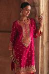 Shop_Sheetal Batra_Fuchsia Chanderi , Organza Pearls, Anila Banarasi Tilla And Kurta Set _Online_at_Aza_Fashions