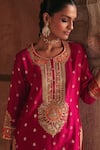 Sheetal Batra_Fuchsia Chanderi , Organza Pearls, Anila Banarasi Tilla And Kurta Set _at_Aza_Fashions