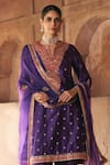 Sheetal Batra_Purple Chanderi , Organza Pearls, Hafsa Banarasi Tilla And Kurta Set _Online_at_Aza_Fashions