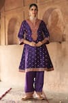 Shop_Sheetal Batra_Purple Chanderi , Organza Pearls, Hafsa Banarasi Tilla And Kurta Set _Online_at_Aza_Fashions
