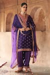 Shop_Sheetal Batra_Purple Chanderi , Organza Pearls, Hafsa Banarasi Tilla And Kurta Set 