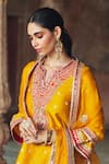 Sheetal Batra_Mustard Chanderi Silk Pearls, Sequins, Gota Hafsa Banarasi Tilla And Kurta Set _at_Aza_Fashions