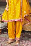 Sheetal Batra_Mustard Chanderi Silk, Organza Embroidery, Hafsa Banarasi Tilla And Kurta Set _Online_at_Aza_Fashions