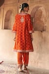 Shop_Sheetal Batra_Orange Chanderi Silk Pearls, Sequins, Hafsa Kashmiri Tilla Kurta And Salwar Set _at_Aza_Fashions