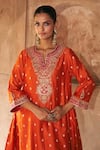 Buy_Sheetal Batra_Orange Chanderi Silk Pearls, Sequins, Hafsa Kashmiri Tilla Kurta And Salwar Set _Online_at_Aza_Fashions