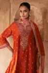 Sheetal Batra_Orange Chanderi , Organza Pearls, Hafsa Kashmiri Tilla And Kurta Set _at_Aza_Fashions