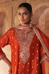 Buy_Sheetal Batra_Orange Chanderi , Organza Pearls, Hafsa Kashmiri Tilla And Kurta Set 