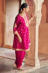 Shop Sheetal Batra Fuchsia Chanderi Silk Pearls, Sequins, Gota Patti, Inaayat Tilla And Kurta Set Online at Aza Fashions Shop_Sheetal Batra_Fuchsia Chanderi Silk Pearls, Sequins, Gota Patti, Inaayat Tilla And Kurta Set _Online_at_Aza_Fashions