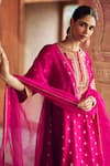 Sheetal Batra_Fuchsia Chanderi , Organza Inaayat Banarasi Tilla And Kurta Set _at_Aza_Fashions