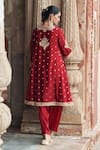 Shop_Sheetal Batra_Red Chanderi , Organza Pearls, Inaayat Banarasi Tilla And Kurta Set _at_Aza_Fashions