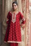 Buy_Sheetal Batra_Red Chanderi , Organza Pearls, Inaayat Banarasi Tilla And Kurta Set _Online_at_Aza_Fashions
