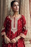 Buy_Sheetal Batra_Red Chanderi , Organza Pearls, Inaayat Banarasi Tilla And Kurta Set 