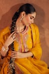 Sheetal Batra_Mustard Chanderi Silk Embroidery, Fahmida Kashmiri Tilla And Kurta & Dhoti _at_Aza_Fashions