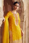 Sheetal Batra_Mustard Chanderi , Organza Inaayat Kashmiri Tilla And Kurta Set _Online_at_Aza_Fashions